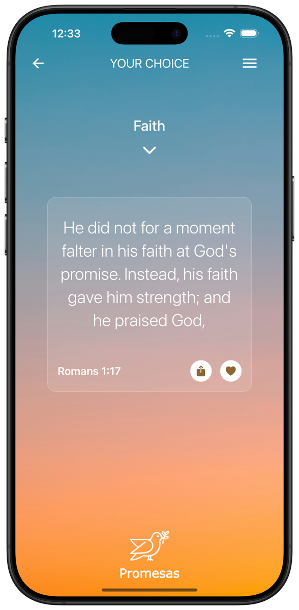Your Choice screen showing the Faith category