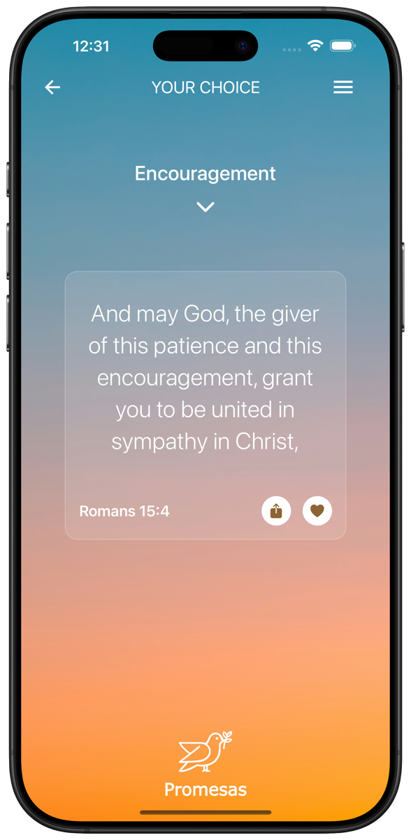 Your Choice screen showing the Encouragement category