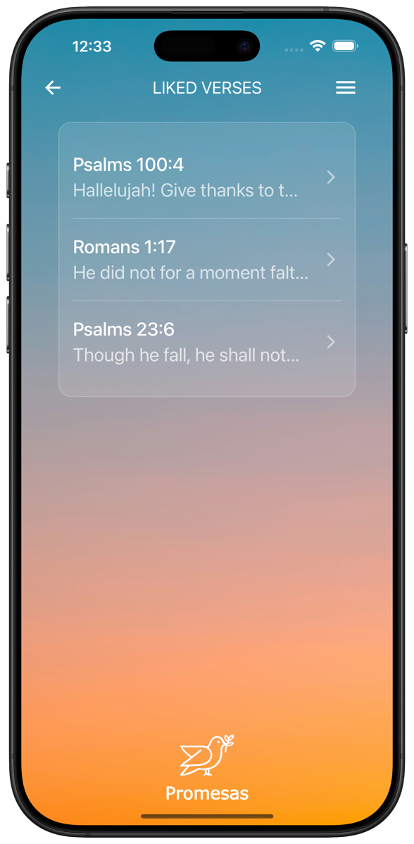 Liked Verses screen listing saved verses